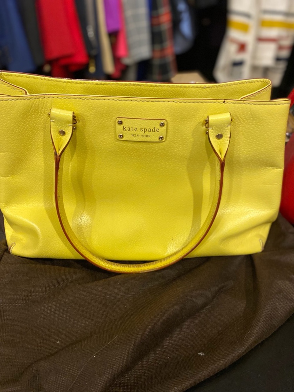 kate spade Yellow Leather Tote with Gold Plate